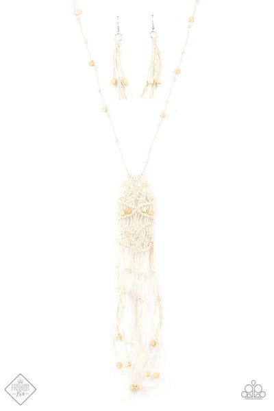 Macramé Majesty White Necklace - Sunset Sightings November 2020