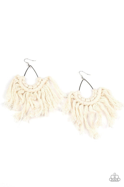 Wanna Piece Of MACRAME? White Earrings - Nothin' But Jewelry by Mz. Netta